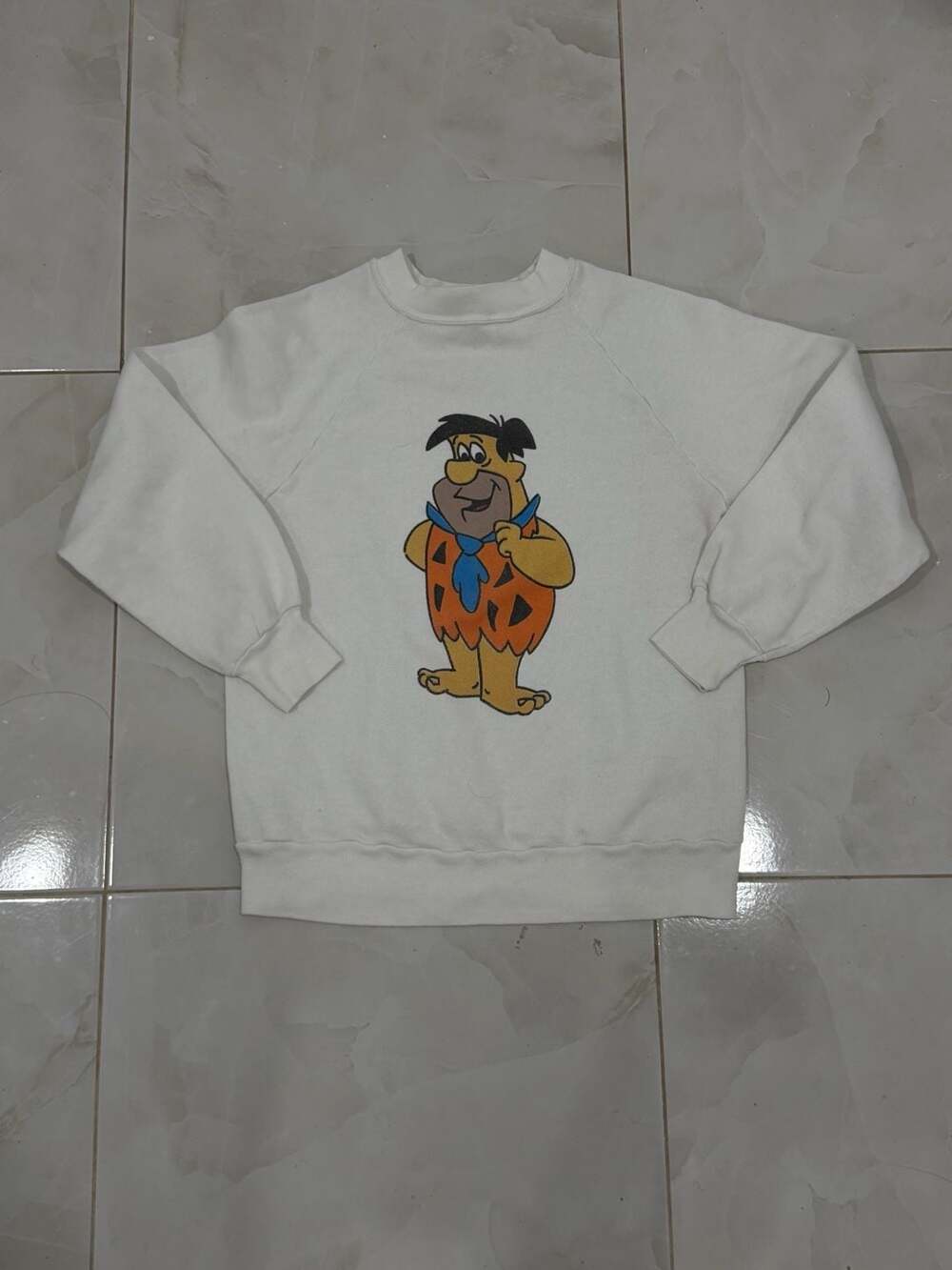 Heaven Fred Flintstone Sweatshirt Size S White Hanna Barbera